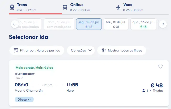 Escolha sua viagem