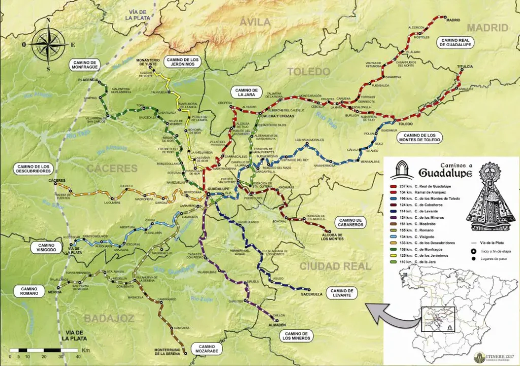 Mapa de caminhos a Guadalupe
